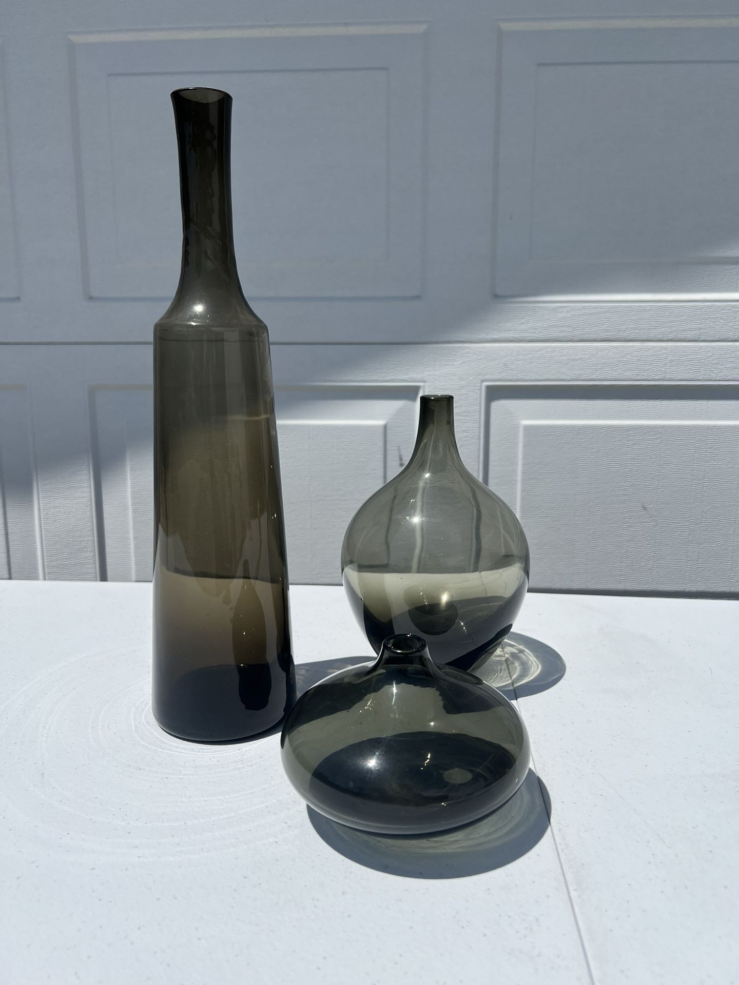 Mid-Century Smoked glass vases