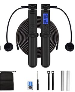 Weighted Jump Rope, Skipping Rope, Black Jump Rope Weighted, Cordless Jump Rope Weighted with Adjustable Length, Cordless Jump Rope with Counter for W