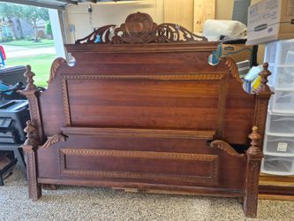 Antique King Bed Frame with Night Stand