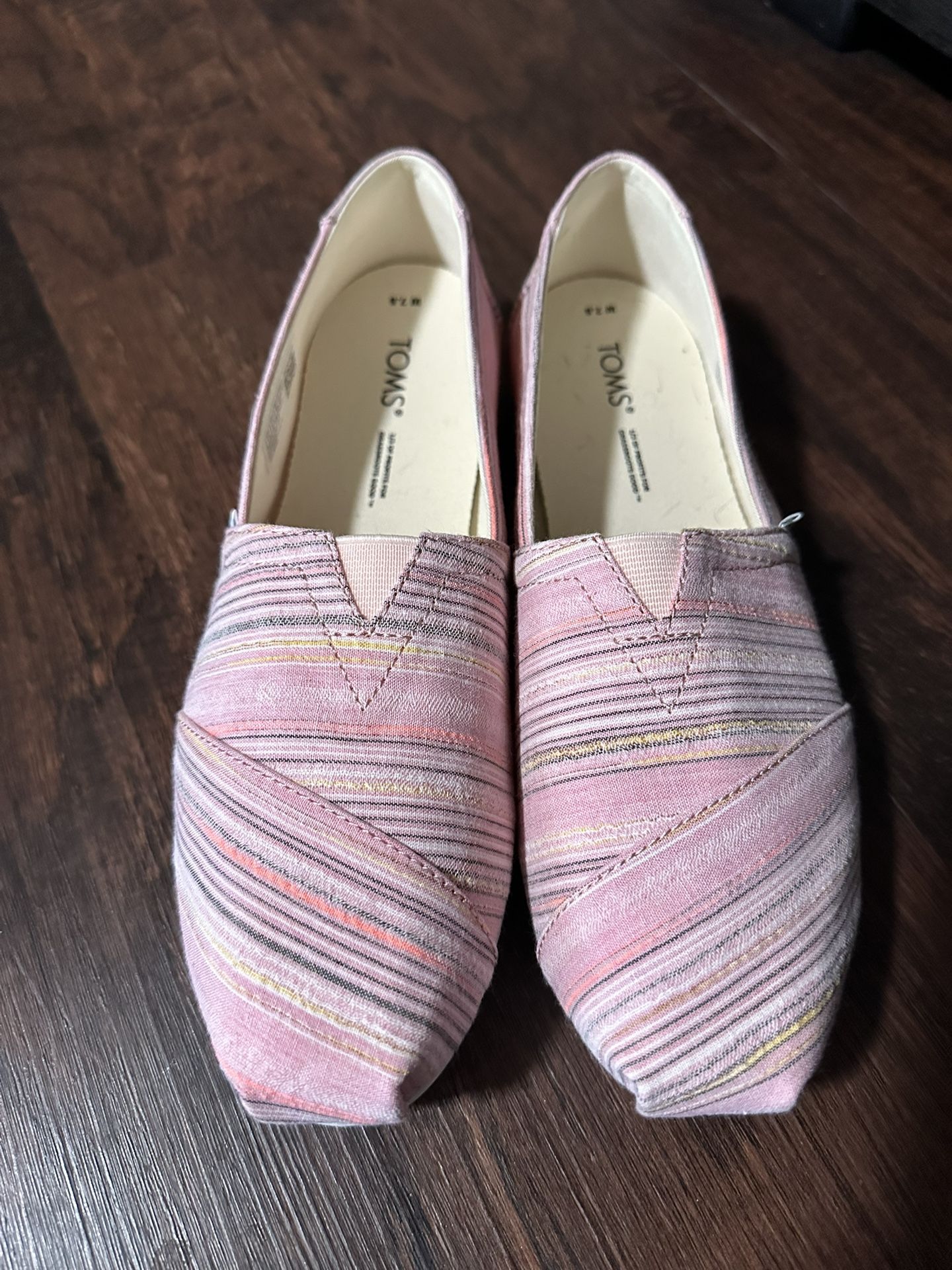 New: Toms 7.5 Pink Pastel Striped Flats