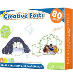 Tiny Land Kids-Fort-Building-Kit-80 Pieces-Creative Fort Toy