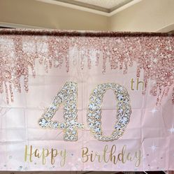 Happy 40th Birthday Pink Bling Banner