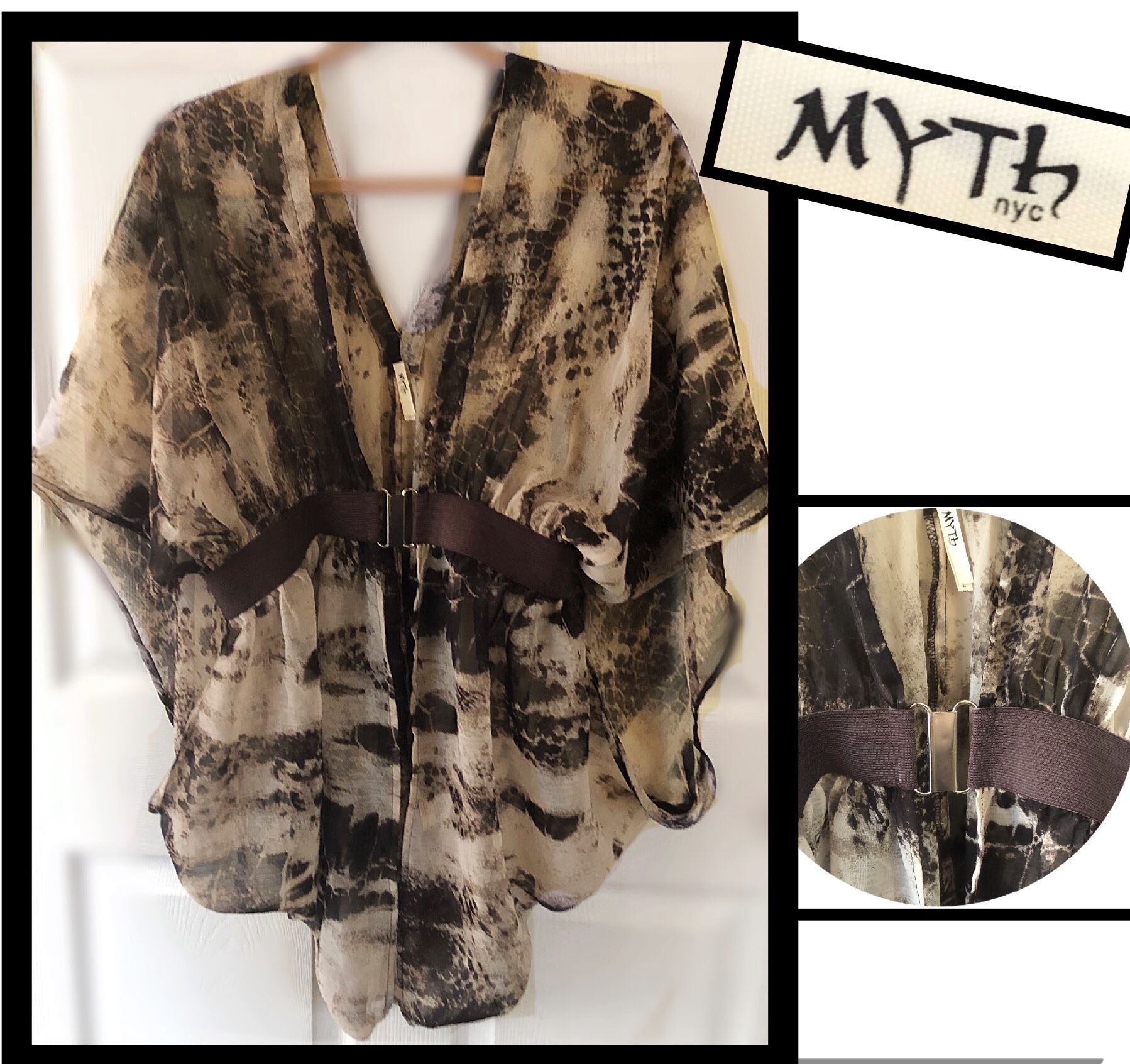 Myth nyc shawl blouse size L