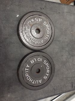 Paire de plaques de poids haltère 5lb Sports Authority taille 1 10lbs total rou