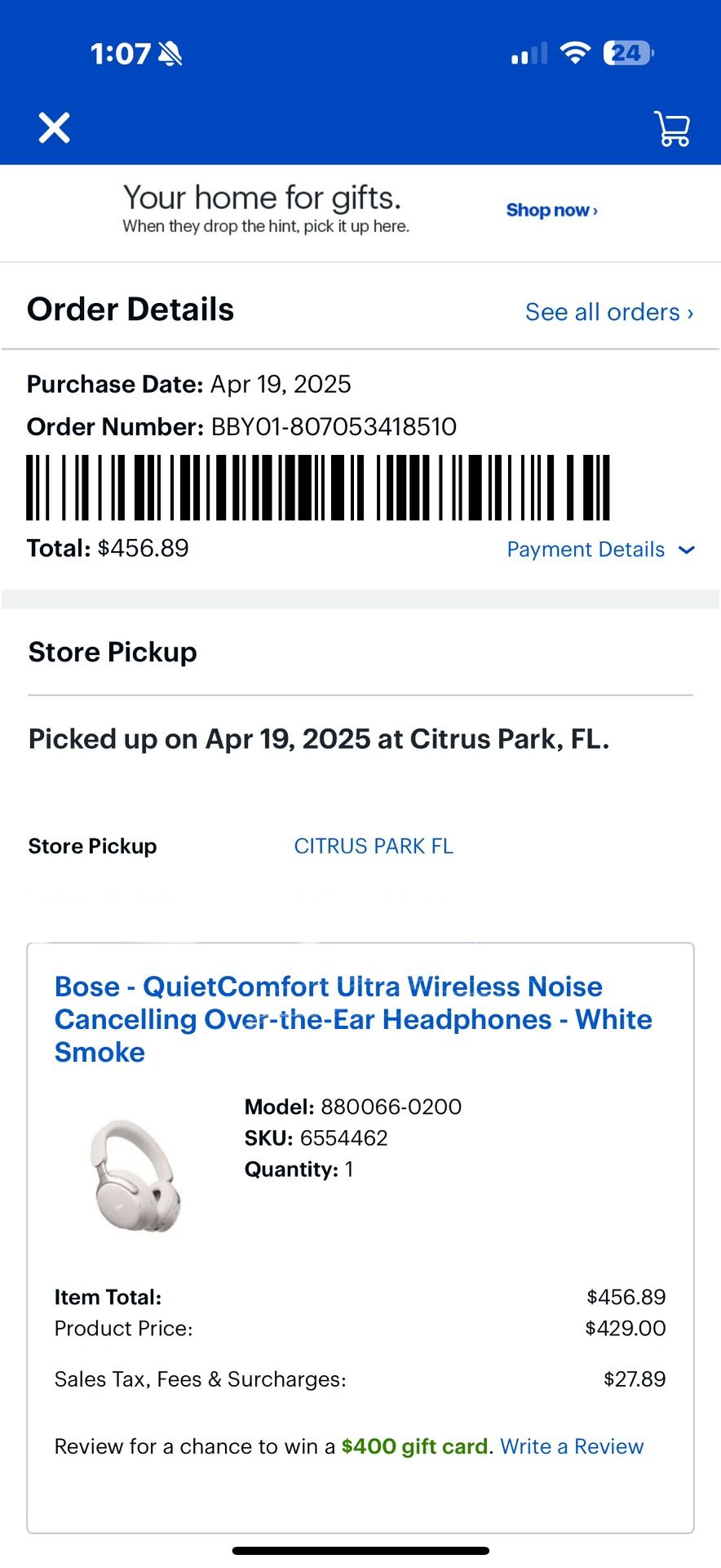 Bose - QuietComfort Ultra Wireless Noise Cancelling Over-the-Ear Headphones - White Smoke