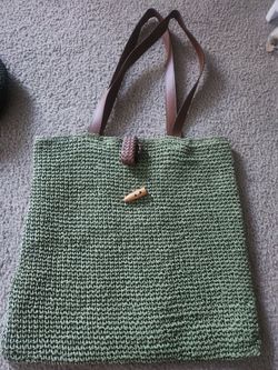 Light green woven tote bag/ purse
