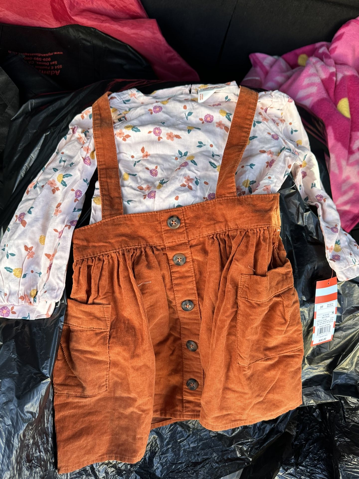 Cat & Jack 3T Toddler Outfit Overall Dress with Blouse