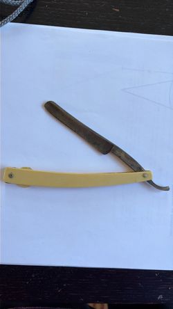 Vintage HERKULEA Folding Straight Razor – Yellow Handle