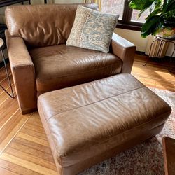 Leather Oversized Chair & Ottoman