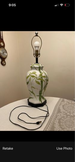 Ceramic Table Lamp with Bamboo Design