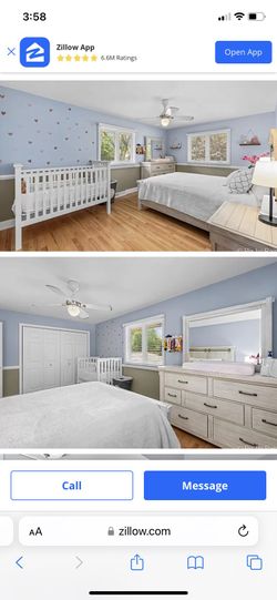 Bedroom Set - Queen bed, Frame, Dresser with Mirror, Nightstands 