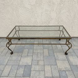 Glass Top Coffee Table with Metal Frame