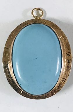 Vintage Antique Natural Persian Turquoise 22.6 Carats, Pendant, Brooch, 10K Yellow Gold