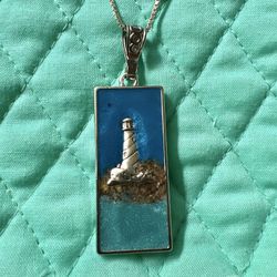 Lighthouse Charm And Chain New Sterling