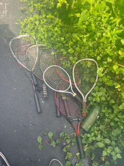 Several Tennis racket ball rackets