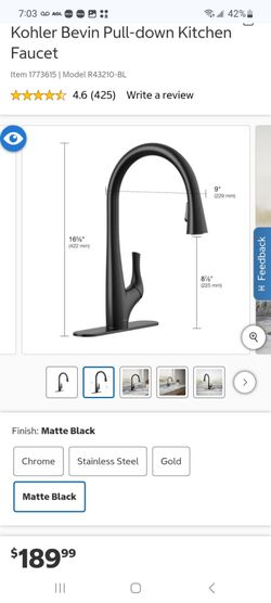 Kohler Bevin Pull-down Kitchen Faucet $120