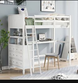 Loft Bed with Desk and Drawers.