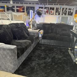 2 Pc Black Sofa And Love Corduroy Only $999