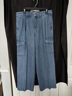 Wide Leg Cargo Denim Jeans