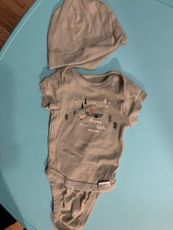 Baby camping onesie & hat set