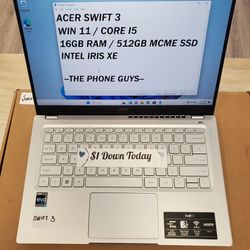 Acer Swift 3 Laptop - $1 DOWN TODAY, NO CREDIT NEEDED