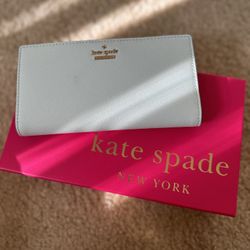 Kate Spade Mint Green Wide Slim Stacy Snap Wallet With Exterior Zip 