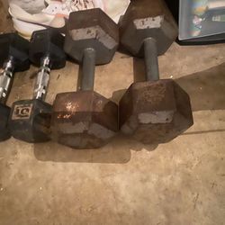 A Set Of 10’s And A Set Of 30lb’s Dumbbells 65obo