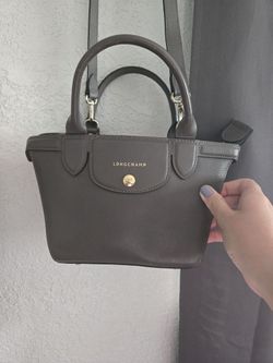 LONGCHAMP Le Pliage Heritage Small Genuine Leather Satchel Terra Crossbody Purse