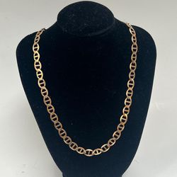 14K Solid Yellow Gold Chain 24” 7mm 24.4g Heavy Link, flat Gucci, mariner link  🔥