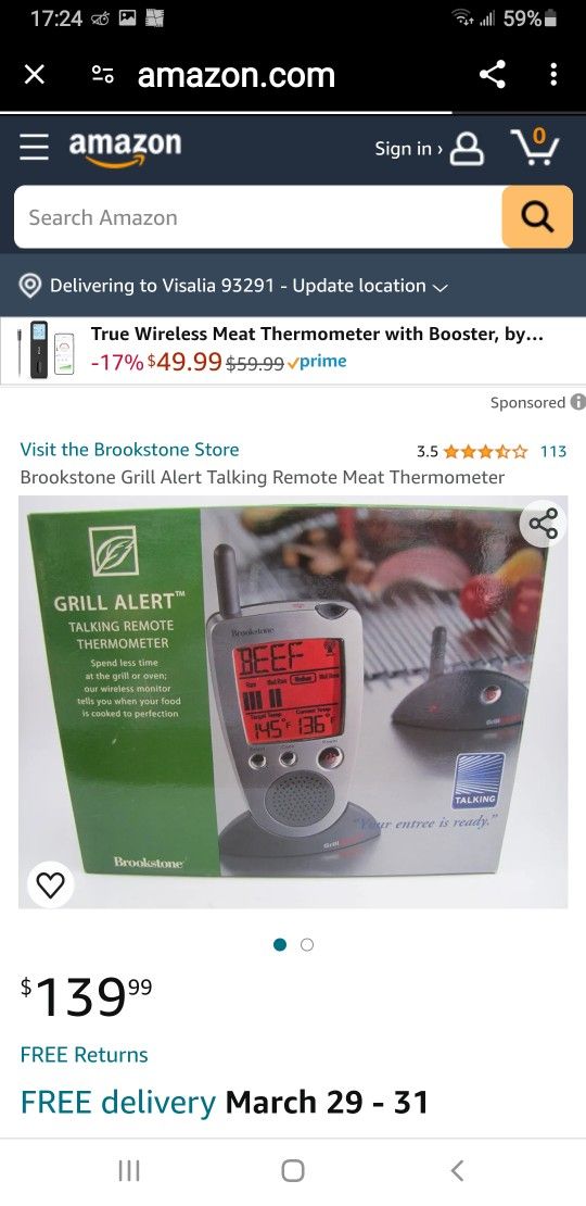 Brookstone Talking Grill Alert Remote Meat Alert Thermometer  65 FIRM New No Less  All 3 Items Cheap 