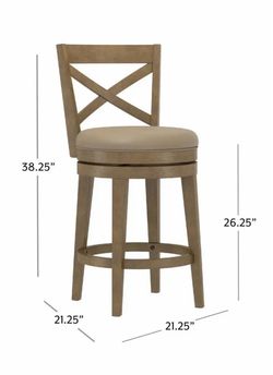 Set of 3 Swivel Counter Stools, X-Back, Brown