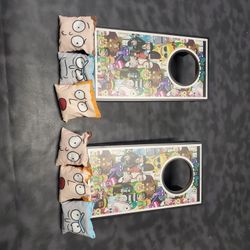 Rick And Morty Tabletop Cornhole Bean Bag Game x2 10" W/Character Bags Mini Game