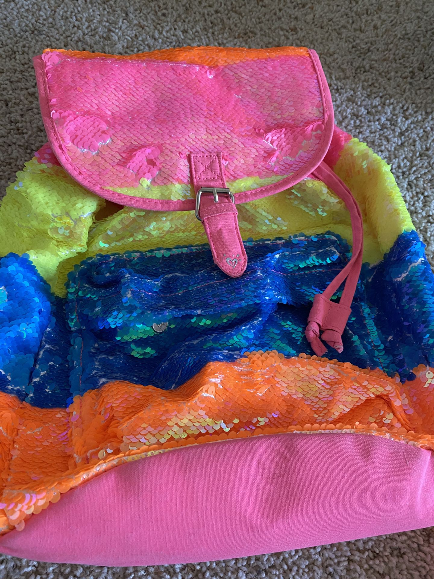 Rainbow Sequins Drawstring Bag