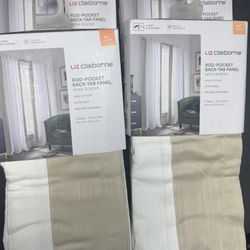 Liz Claiborne  100%cotton (4) Extra Wide Panels (50X84 Bright  White Dune