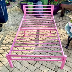 Twin Pink Bed Frame: 41.5W x 78.5”L