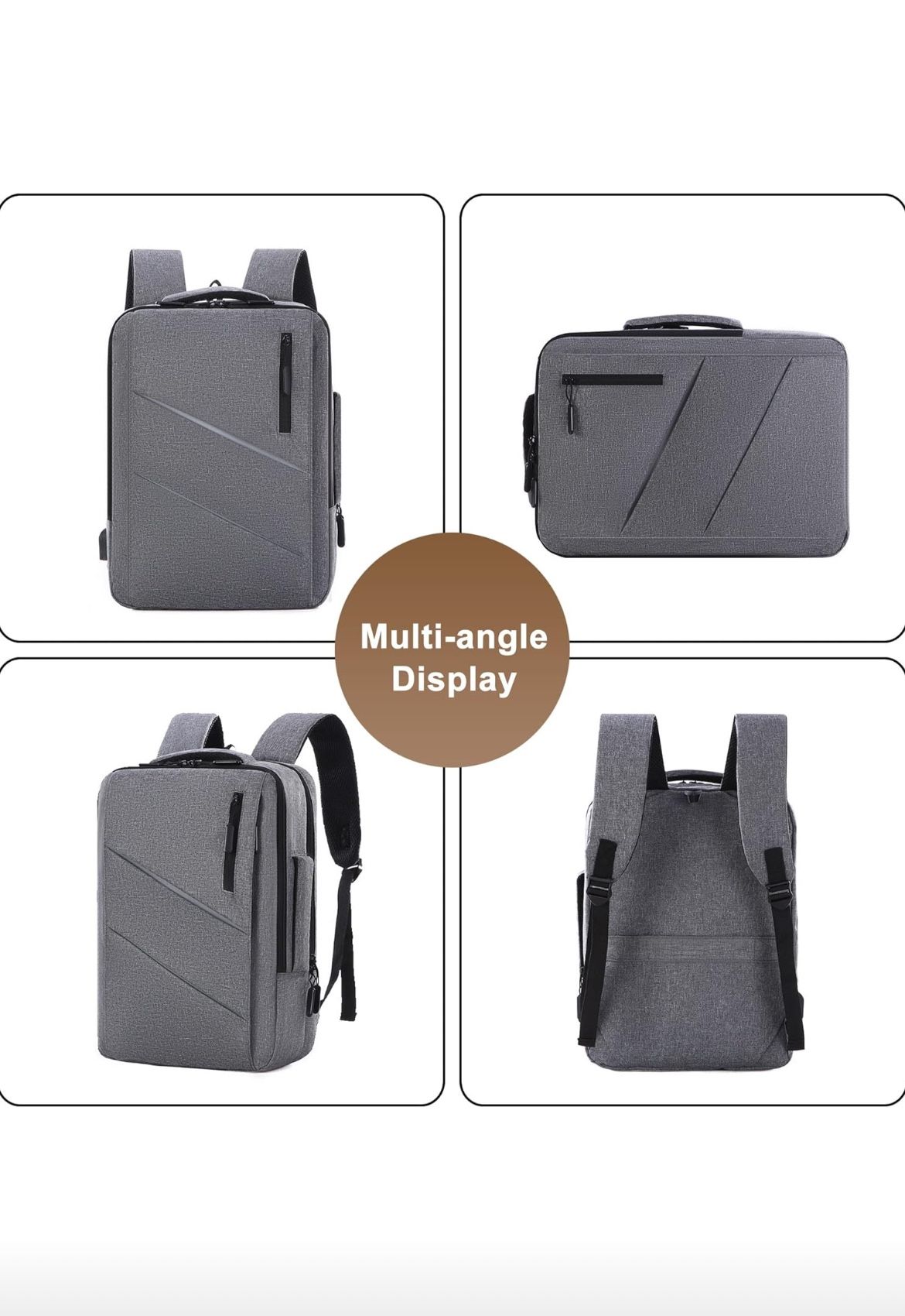 Men's Large Capacity Backpack Oxford Cloth 15.6 inch Laptop Bookbag Business Work Travel Bag with USB Charging Port