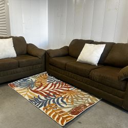 BROWN COUCH & LOVESEAT SET W/ FREE DELIVERY 