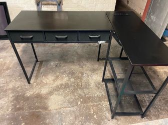 L shaped Desk built-in outlets and USB ports