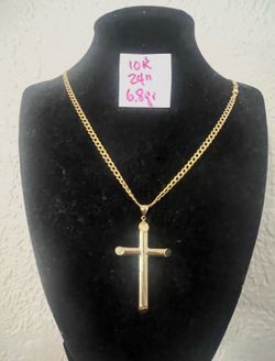 10K Yellow Gold Chain And Pendant For Wedding 6.8Gr 24 Inches Long