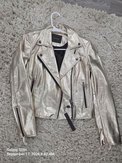 Metallic Gold Faux Leather Moto Jacket