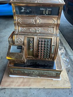 Antique Brass National cash register used in the 1890s-1915s