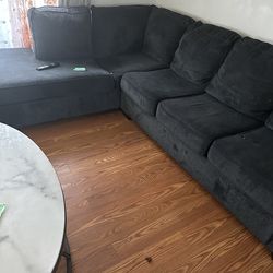 Right sided navy blue sectional