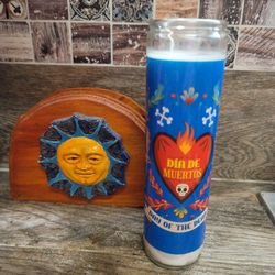 Spiritual Day of the Dead Novena Jar Candles Blue Heart image New