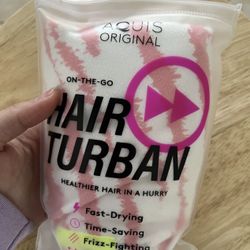 AQUIS Original Lightweight Travel Hair Turban (red&white) New