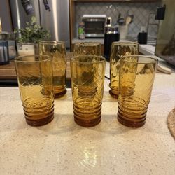 Vintage Amber Glass Cups 