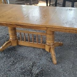 Long Oak Dining Table Double Leaf /Solid Oak/ 8 Feet Long/ Farmhouse/ Country/ Rustic/ Wood / 10 Chair Set Up 