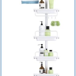 Rustproof Shower Caddy Corner for Bathroom, 4-Tier Tension Pole Stainless Steel Shower Organizer, 56 to 115 Inch Adjustable Bathtub Shower Shelf Stora