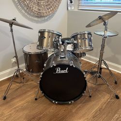 Pearl Roadshow  5 Piece Drum Set With Cymbals And Throne