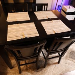 Tall Dark Wood Dining Room Table And 4 Matching Chairs
