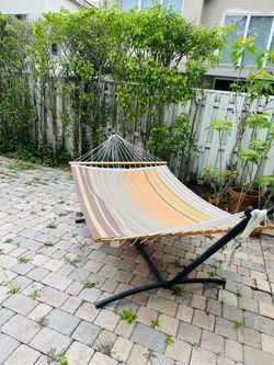 Hammock with Steel Stand – Excellent for Patio or Backyard – $85 OBO